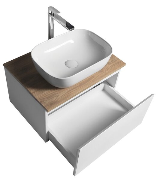 Aqualine Aqualine, ALTAIR skříňka s deskou 62,5 cm, bílá/dub emporio, AI267-02