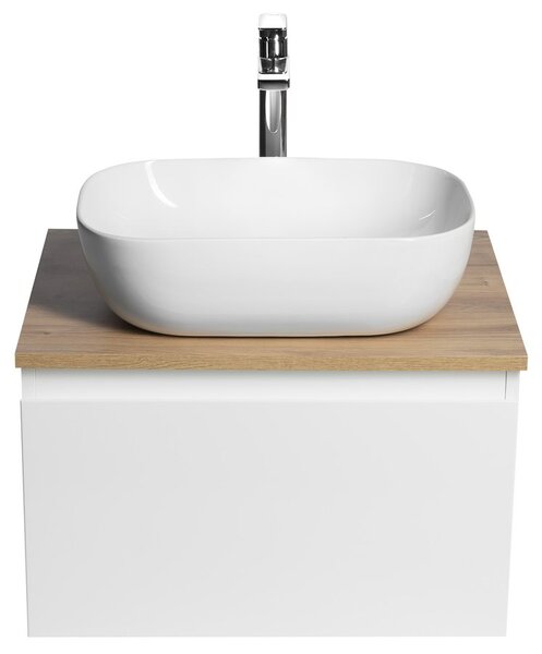 Aqualine Aqualine, ALTAIR skříňka s deskou 58 cm, bílá/dub emporio, AI263-02