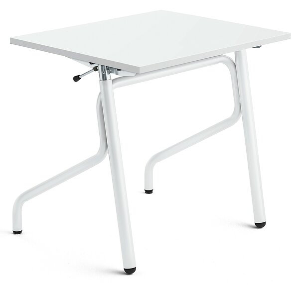 AJ Produkty Školní lavice ADJUST, výškově nastavitelná, 700x600 mm, HPL deska, bílá, bílá