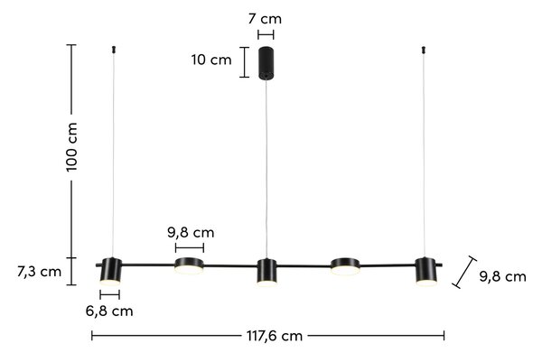 ZÁVĚSNÉ SVÍTIDLO, 117,6/9,8/100 cm Collett's Monde - Online Only svítidla, Online Only