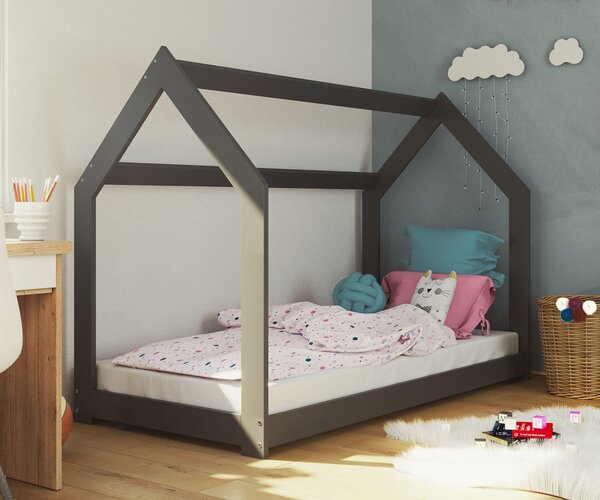 Dětská postel DOMEČEK D2 80x160cm masiv šedá - AMI Nábytek