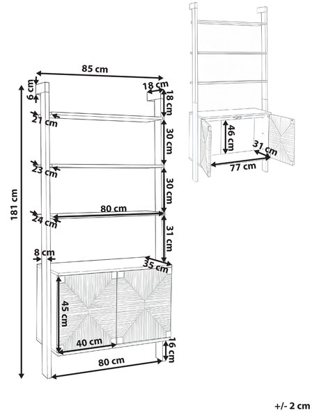 Knihovna BONDI 181 cm Světle hnědá