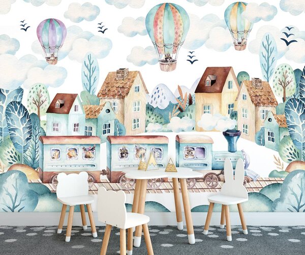 Fototapeta - Choo-choo a balóny (152,5x104 cm)