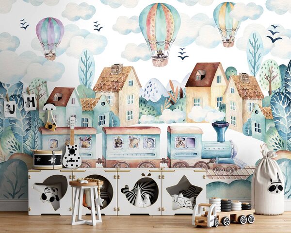 Fototapeta - Choo-choo a balóny (152,5x104 cm)