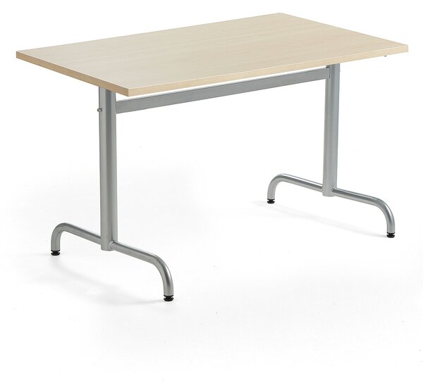 AJ Produkty Stůl PLURAL, 1200x800x720 mm, akustická HPL deska, bříza, stříbrná