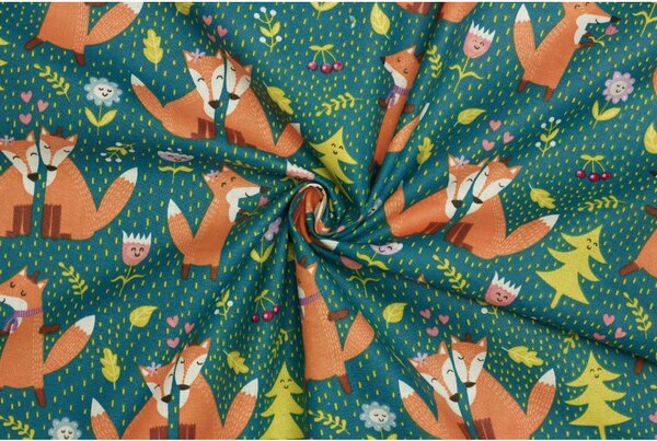 Bavlněné plátno - Dětský vzor lišky