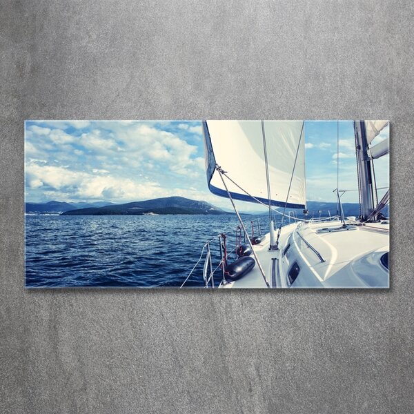 Foto obraz skleněný horizontální Jachta na pozadí moře osh-126072347