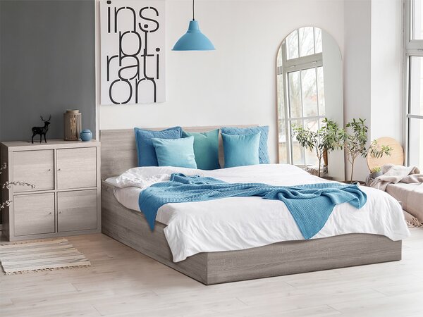 Postel SOFIA 120 x 200 cm, dub lanýž s lamelovým roštem a matrací Deluxe 10 cm