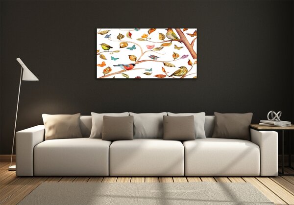 Foto-obraz na skle Ptáci a motýli osh-126221469