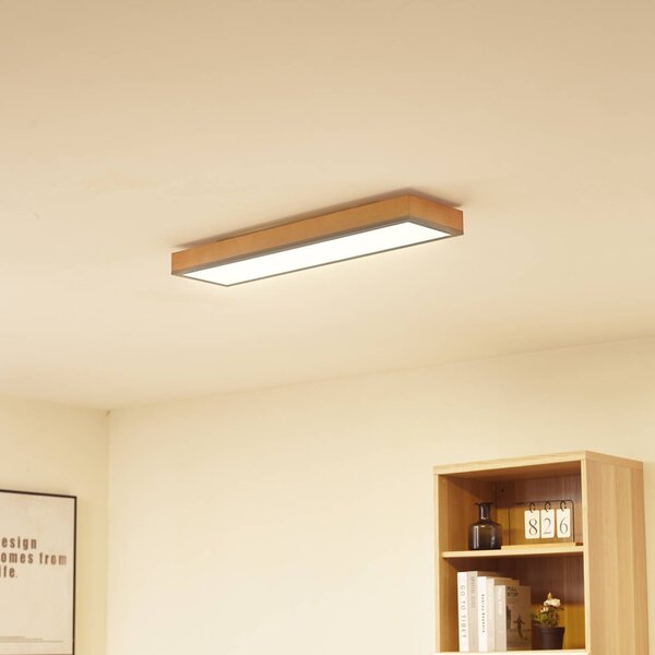 Lindby Stropní svítidlo Laviona LED s 80 cm, stmívatelný, Světlé dřevo, Obývací pokoj / jídelna, Dřevo, Moderní