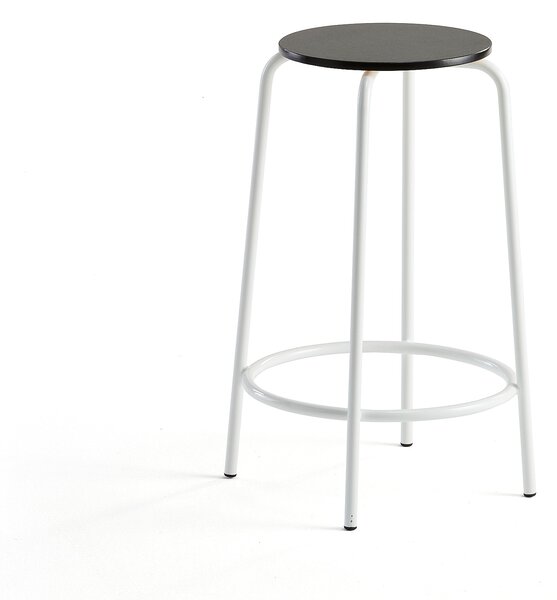 AJ Produkty Barová židle TIMMY, výška 630 mm, bílé nohy, černý sedák