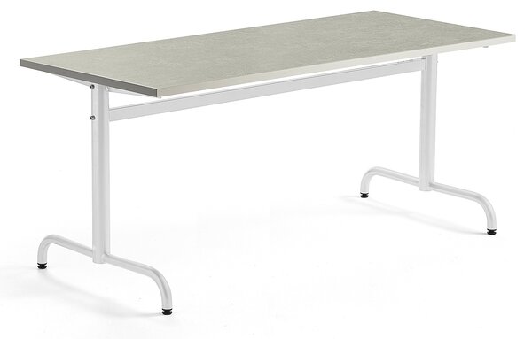 AJ Produkty Stůl PLURAL, 1600x700x720 mm, linoleum, šedá, bílá