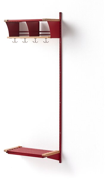 AJ Produkty Šatní stěna JEPPE, přídavná sekce, 2 přihrádky, 1790x600x300 mm, dub/červená