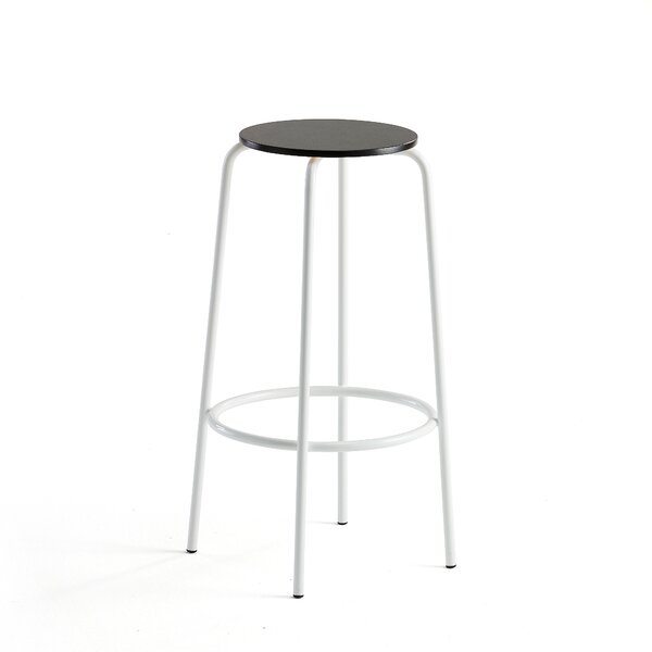 AJ Produkty Barová židle TIMMY, výška 730 mm, bílé nohy, černý sedák