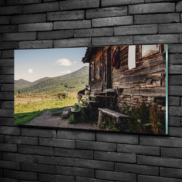 Foto obraz sklo tvrzené Dřevěný dům hory osh-131816797
