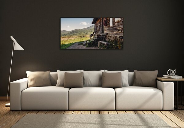 Foto obraz sklo tvrzené Dřevěný dům hory osh-131816797