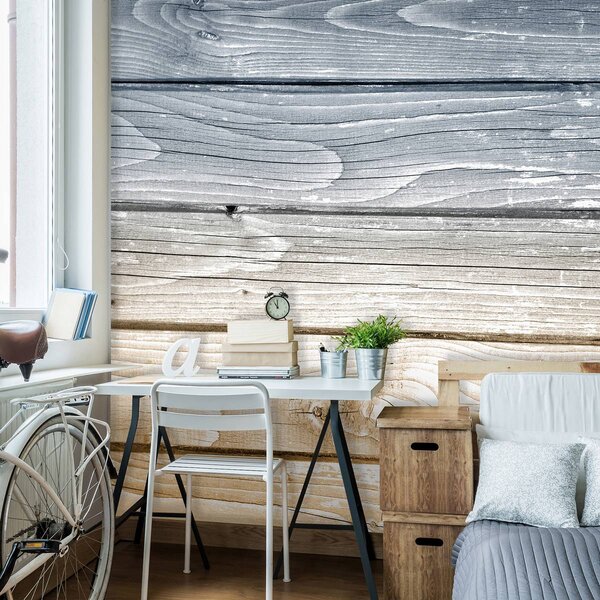 Fototapeta - Modré a žluté dřevěné prkna (152,5x104 cm)
