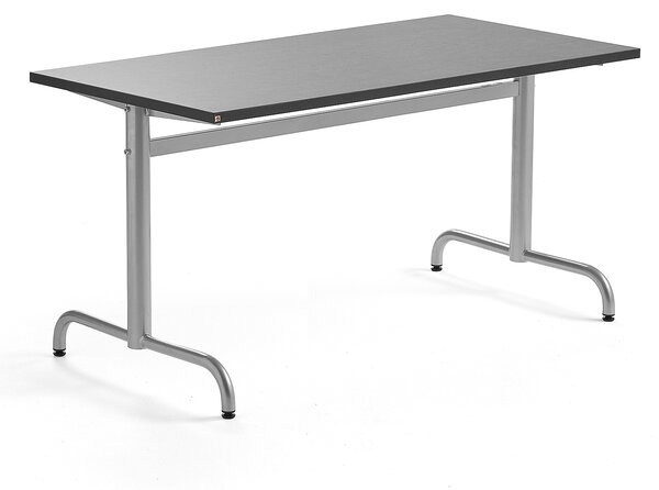 AJ Produkty Stůl PLURAL, 1400x700x720 mm, linoleum, tmavě šedá, stříbrná
