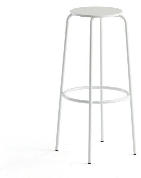 AJ Produkty Barová židle TIMMY, výška 830 mm, bílé nohy, bílý sedák