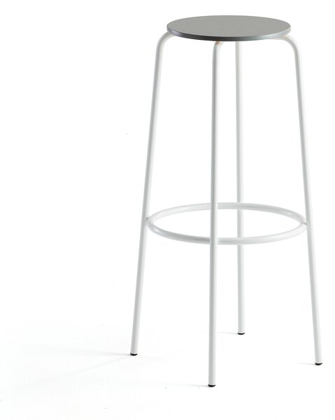 AJ Produkty Barová židle TIMMY, výška 830 mm, bílé nohy, světle šedý sedák