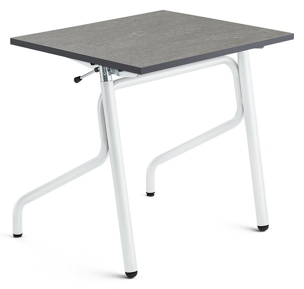 AJ Produkty Školní lavice ADJUST, výškově nastavitelná, 700x600 mm, linoleum, tmavě šedá, bílá
