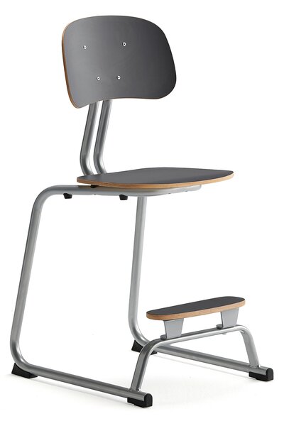 AJ Produkty Školní židle YNGVE, ližinová podnož, výška 520 mm, stříbrná/antracitově šedá