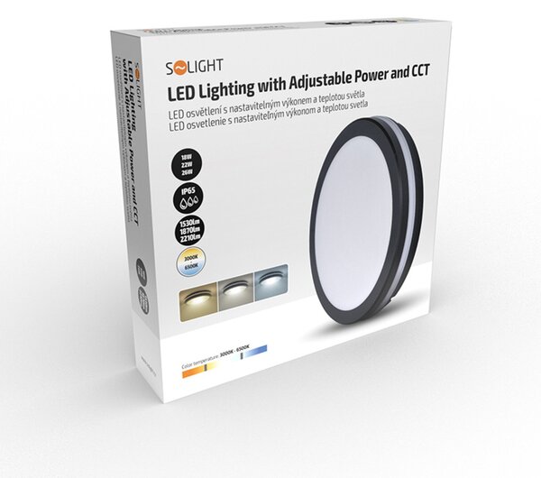 Solight LED osvětlení s nastavitelným výkonem a teplotou světla, 18/22/26W, max. 2210lm, 3CCT, IP65, 30cm WO820