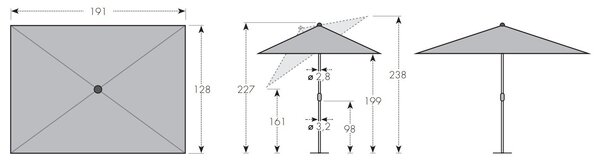 Doppler myZone přírodní zahradní slunečník 190 x 125 cm