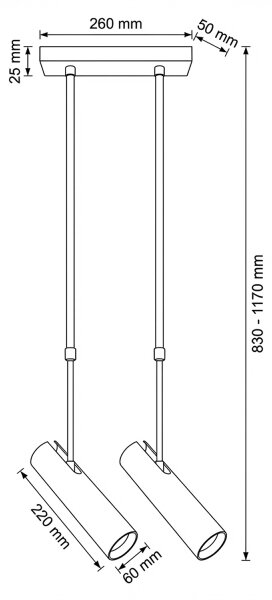 Brilagi - Lustr na tyči SELE 2xGU10/30W/230V černá