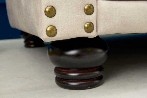 Designové křeslo Chesterfield šampaňský samet