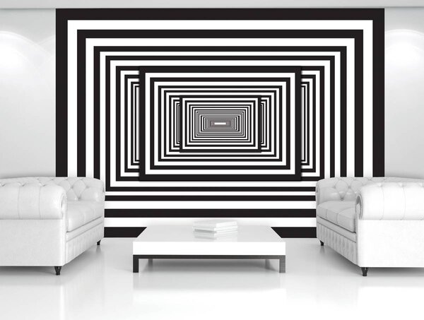 Fototapeta - Bílý a černý 3D tunel (152,5x104 cm)