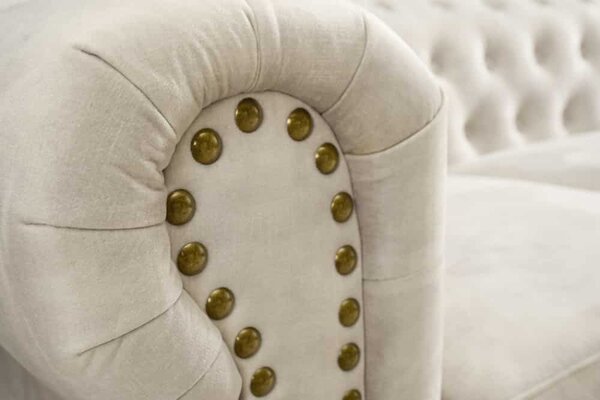 Designové křeslo Chesterfield šampaňský samet
