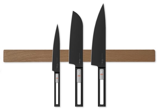 Wook | dřevěná magnetická lišta na nože - buk montáž: montáž na zeď, velikost: 25 x 4 x 2 cm (4 nože)
