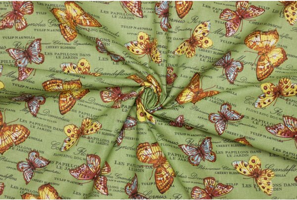 Bavlněné plátno - Dekorační vzor motýli