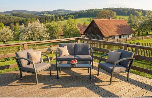 Doppler BELLARIA LOUNGE zahradní sedací souprava 2+1+1 černá/šedá
