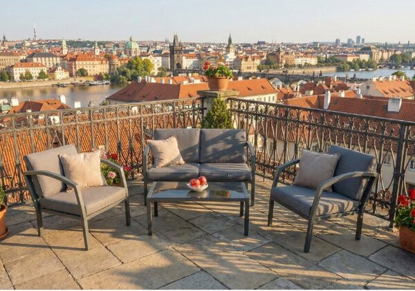 Doppler BELLARIA LOUNGE zahradní sedací souprava 2+1+1 černá/šedá