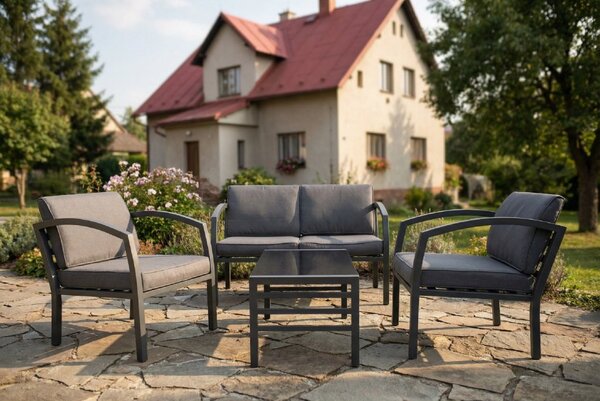 Doppler BELLARIA LOUNGE zahradní sedací souprava 2+1+1 černá/šedá