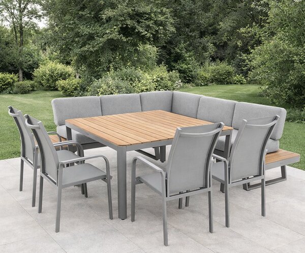 Doppler EXPERT PLUS AVERSA TEAK zahradní sedací souprava 4+2+1 šedá