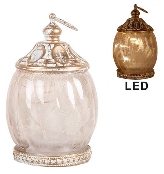 Růžová skleněná dekorace / lucernička s LED světýlkem Klalies II – 7x11 cm