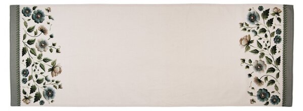 Bavlněný ubrus / běhoun na stůl se zelenými květy Gently Blooming – 50x140 cm