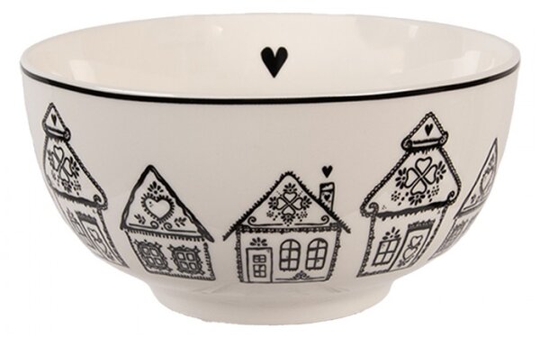 Keramická miska s motivem perníkových domečků Gingerbread Bliss – 14x7 cm / 500 ml