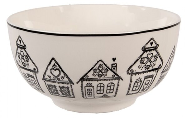 Keramická miska s motivem perníkových domečků Gingerbread Bliss – 14x7 cm / 500 ml