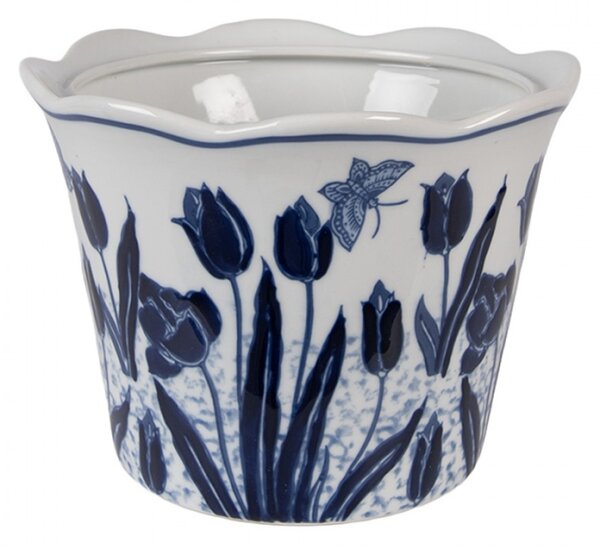 Keramický květináč s modrými tulipány Dutch Traditie – 17x15 cm
