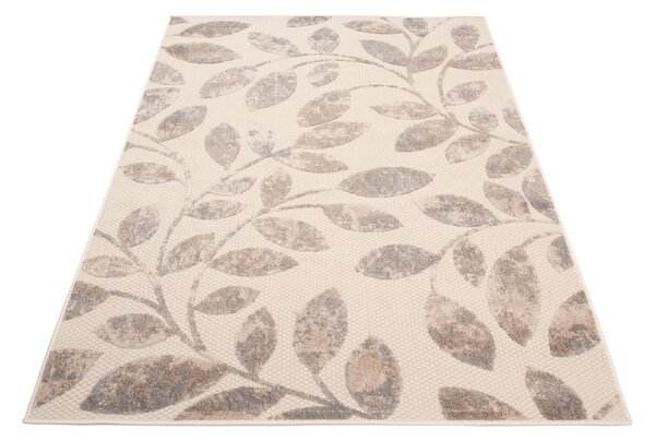 Makro Abra Kusový sisalový koberec PATIO EC69D Listy krémový béžový Rozměr: 80x150 cm