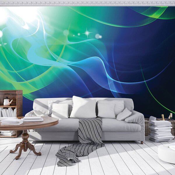 Fototapeta - Celadon abstraktní vlny (152,5x104 cm)