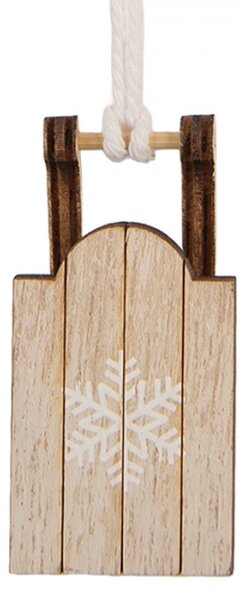 Závěsná ozdoba vánoční sáňky s vločkou – 3x2x6 cm