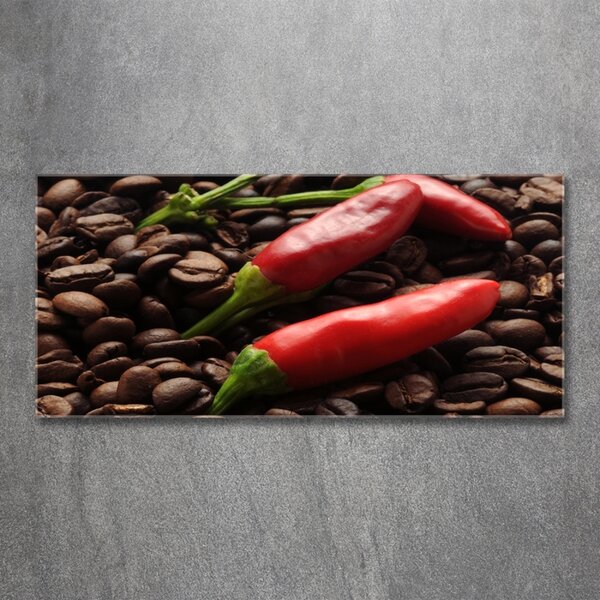 Foto obraz sklo tvrzené Chilli a káva osh-171908547