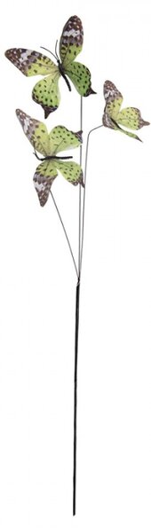 Zeleno-černý dekorační zápich do květináče motýlci – 67 cm
