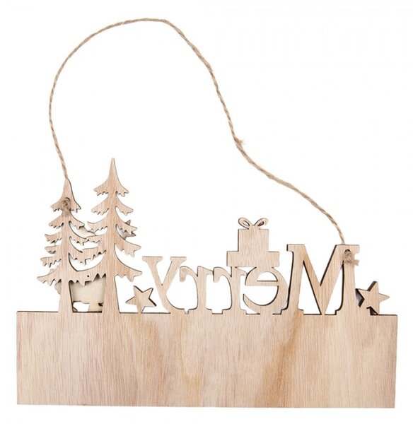 Vánoční závěsná cedulka Santa Claus a nápis Merry Christmas – 22x1x14 cm