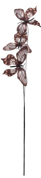 Hnědý dekorační zápich do květináče motýlci II – 67 cm